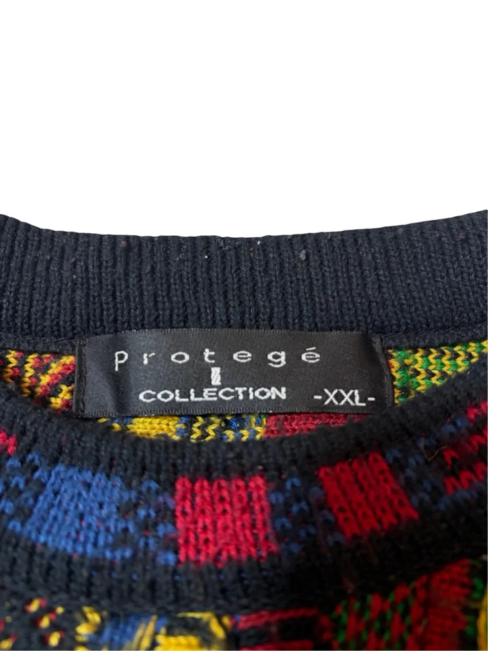 Protege Collection Coogi Style Sweater Colorful 3D Knit Textured XXL Vintage - Picture 3 of 7